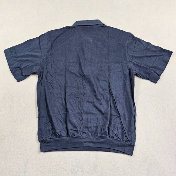 John Blair Mens Shirt L Navy Polo Golf Chest Pockets Grandpacore Grandpa Dad - Picture 2 of 7